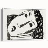 Abstract Expressionist Face Illustration – Monochrome Wall Art