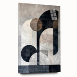 Abstract minimalist wall art displayed in a side view, featuring an acrylic glass finish that accentuates the vibrant colors and clean lines, perfect for modern decor.