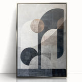 Framed abstract minimalist wall art in silver acrylic, showcasing geometric shapes and a modern design, suitable for contemporary home decor.