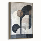 Abstract minimalist wall art featuring a gold-framed canvas design with sleek lines and soft hues, ideal for modern home decor. Perfect for enhancing contemporary spaces.