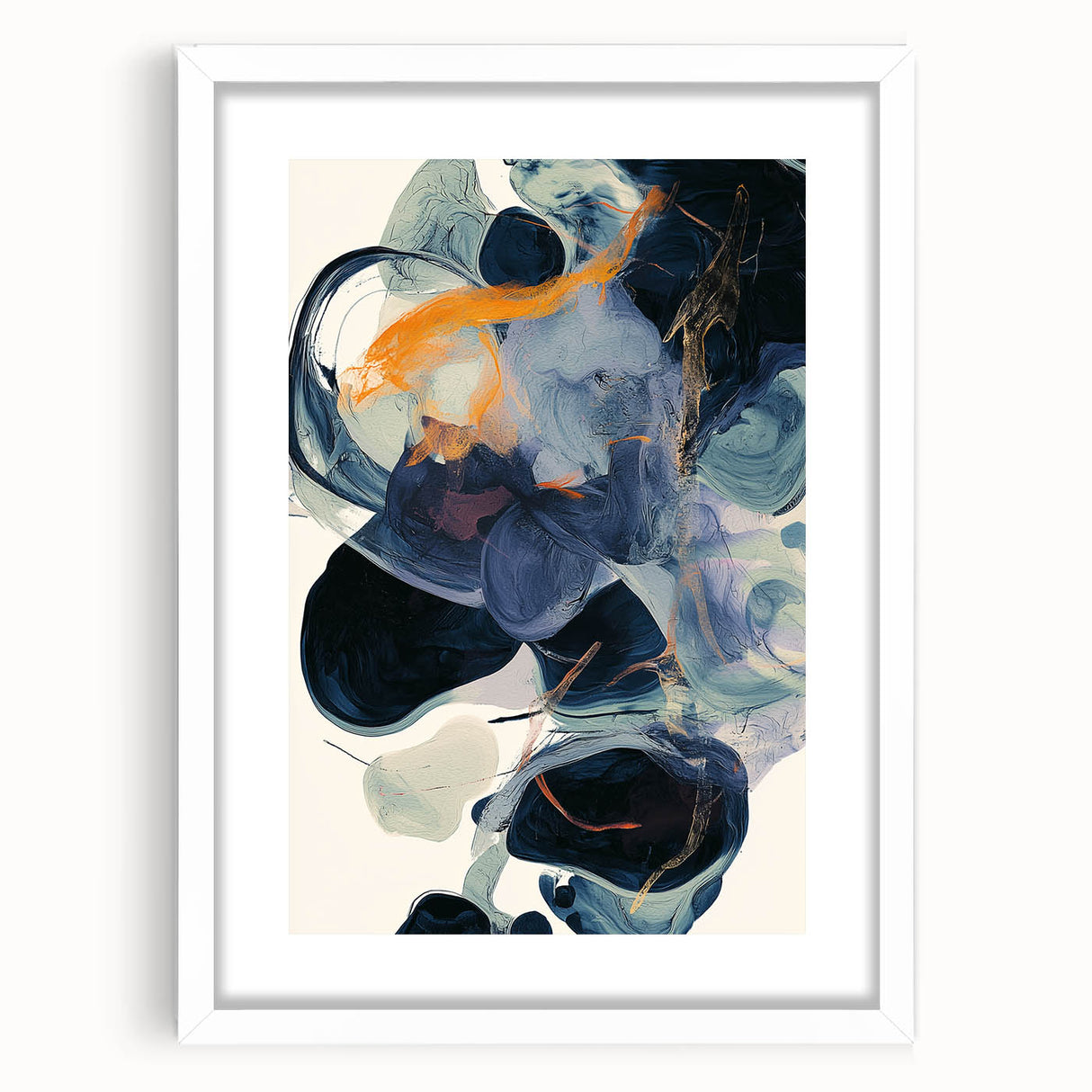 Contemporary Dining Art Pieces – Abstract Navy & Orange Print