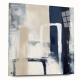 Colorful Abstract Wall Art – Navy, Beige & White Layered Strokes