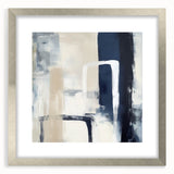 Colorful Abstract Wall Art – Navy, Beige & White Layered Strokes