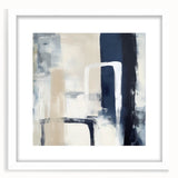 Colorful Abstract Wall Art – Navy, Beige & White Layered Strokes