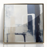 Colorful Abstract Wall Art – Navy, Beige & White Layered Strokes