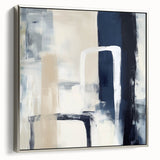 Colorful Abstract Wall Art – Navy, Beige & White Layered Strokes