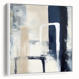 Colorful Abstract Wall Art – Navy, Beige & White Layered Strokes