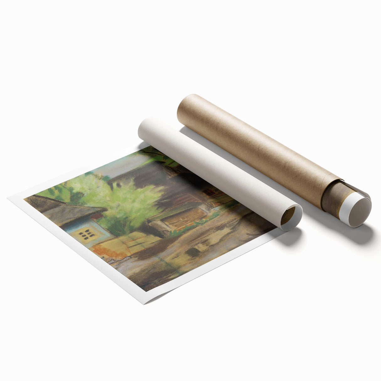 Expressionist Village Scene – Vibrant Rural Landscape Wall Art