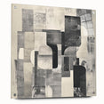 Abstract Art Prints – Black & White Textured Block Composition