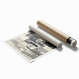 Abstract Art Prints – Black & White Textured Block Composition
