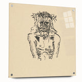 Expressionist Sketch of Christ – Black and White Wall Art
