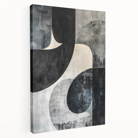 Abstract minimalist wall art design on stretched canvas, showcasing soft earth tones and geometric shapes; ideal for modern home decor.
