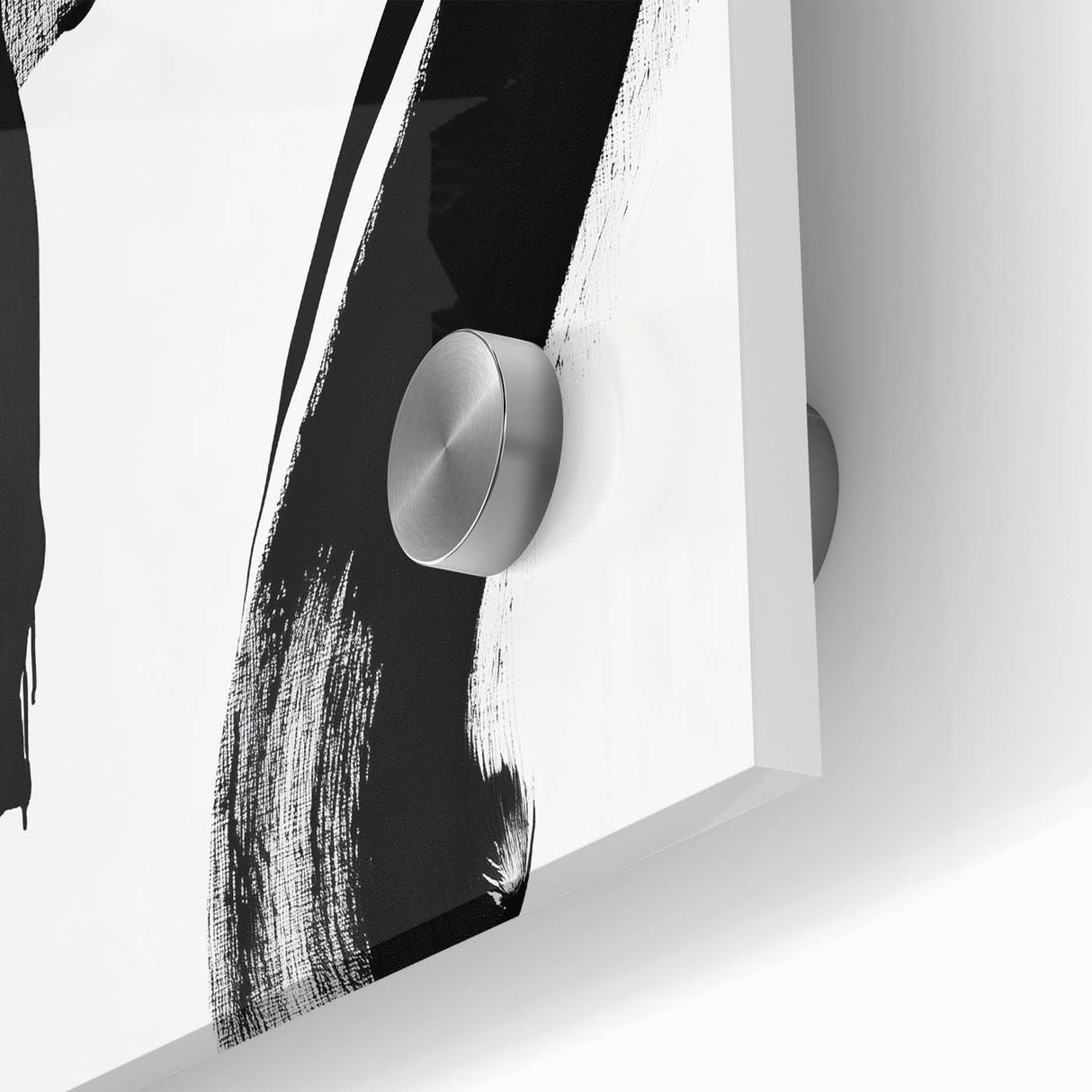 Modern Abstract Wall Art – Bold Black Brushstroke on White Canvas