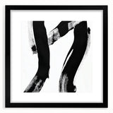 Modern Abstract Wall Art – Bold Black Brushstroke on White Canvas