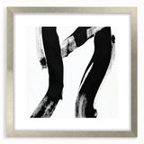 Modern Abstract Wall Art – Bold Black Brushstroke on White Canvas
