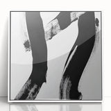 Modern Abstract Wall Art – Bold Black Brushstroke on White Canvas