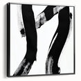 Modern Abstract Wall Art – Bold Black Brushstroke on White Canvas