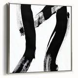 Modern Abstract Wall Art – Bold Black Brushstroke on White Canvas