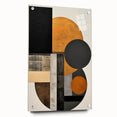 Abstract minimalist wall art displayed in acrylic glass, showcasing a side view with polished edges and pin mounts, perfect for modern decor.