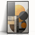 Framed abstract minimalist wall art featuring bold black shapes on a white background, designed to enhance modern decor and add artistic flair to any space.