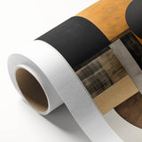 Abstract minimalist wall art on rolled canvas, showcasing soft pastel colors and geometric shapes, perfect for modern home decor. Packaged securely in a cardboard tube for safe delivery.
