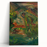 Expressionist Hunter Scene – Vibrant Abstract Wall Art
