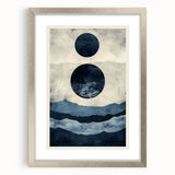 Abstract minimalist wall art featuring a sleek silver frame and mat, showcasing an elegant design, perfect for modern home decor and interior styling.