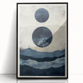 Framed abstract minimalist wall art featuring a sleek black design, displayed against a neutral background, perfect for modern home decor aesthetics.