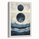 Framed minimalist wall art featuring an abstract design in soft pastel tones, elegantly displayed in a sleek white frame, ideal for modern home decor.