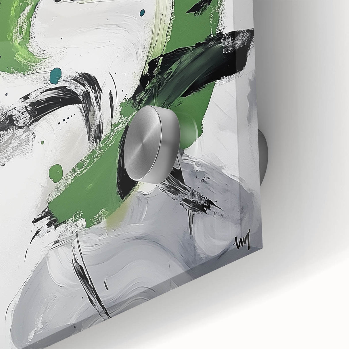 Minimalist Abstract Wall Art – Expressive Green & Black Brushstrokes