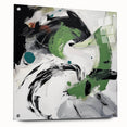 Minimalist Abstract Wall Art – Expressive Green & Black Brushstrokes