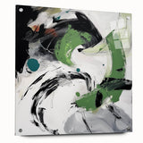 Minimalist Abstract Wall Art – Expressive Green & Black Brushstrokes