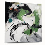 Minimalist Abstract Wall Art – Expressive Green & Black Brushstrokes