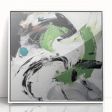 Minimalist Abstract Wall Art – Expressive Green & Black Brushstrokes