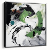Minimalist Abstract Wall Art – Expressive Green & Black Brushstrokes