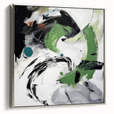 Minimalist Abstract Wall Art – Expressive Green & Black Brushstrokes