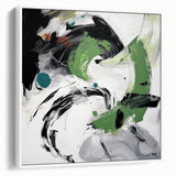 Minimalist Abstract Wall Art – Expressive Green & Black Brushstrokes