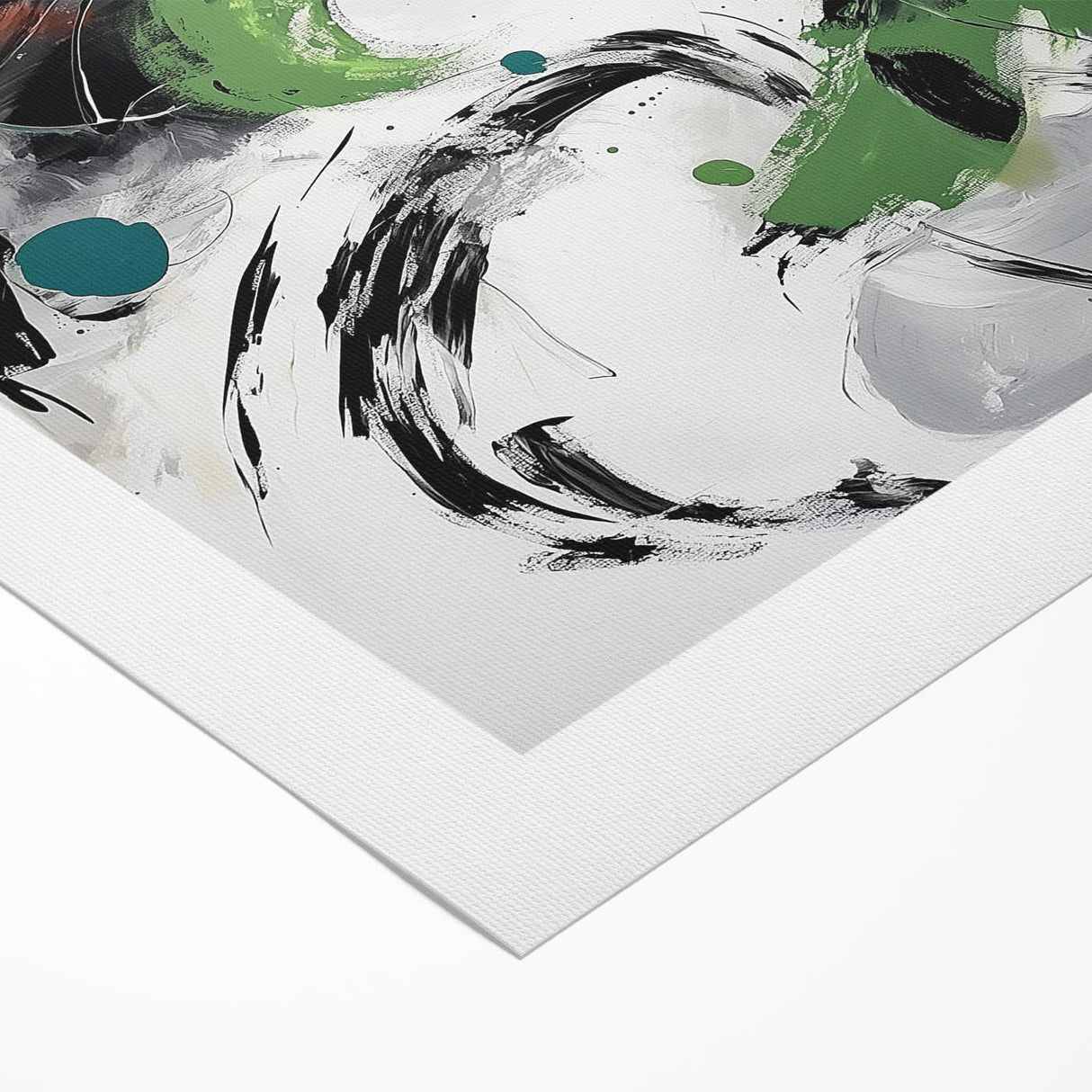 Minimalist Abstract Wall Art – Expressive Green & Black Brushstrokes