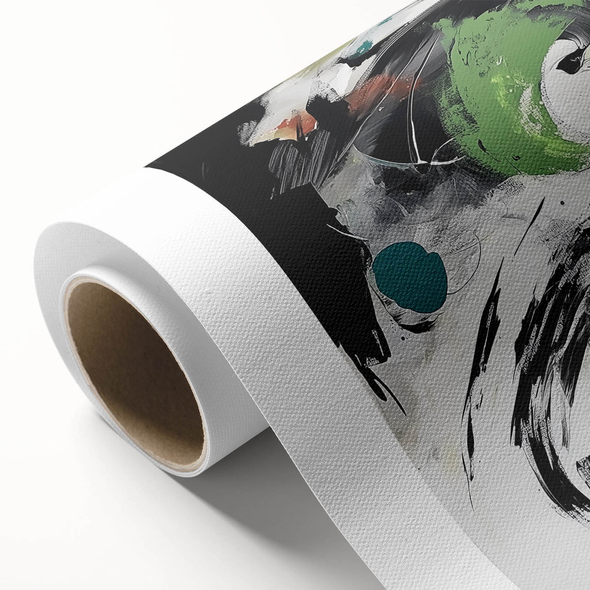 Minimalist Abstract Wall Art – Expressive Green & Black Brushstrokes