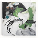 Minimalist Abstract Wall Art – Expressive Green & Black Brushstrokes