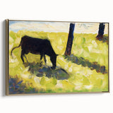 Modern Wall Art - Black Cow in a Meadow by Georges Seurat - Rustic Farm Decor