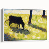 Modern Wall Art - Black Cow in a Meadow by Georges Seurat - Rustic Farm Decor