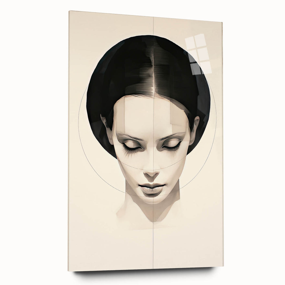 Abstract minimalist wall art featuring a vibrant acrylic glass design in a sleek side view, showcasing bold colors and geometric patterns, perfect for modern decor.