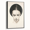 Framed abstract minimalist wall art featuring a black design, showcased in a side view against a neutral background, ideal for modern home decor.