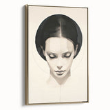 Framed abstract minimalist wall art featuring a gold design on a textured canvas, showcasing a modern aesthetic ideal for contemporary home decor. The side view highlights its elegant frame, perfect for enhancing any living space.