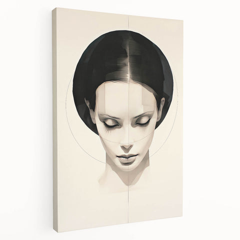 Minimalist abstract wall art on stretched canvas showcasing soft earth tones and geometric shapes, perfect for modern home decor or office spaces.