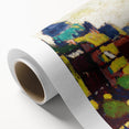 Modern Wall Art: Vibrant Cityscape in Bold Hues – Expressive Urban Decor