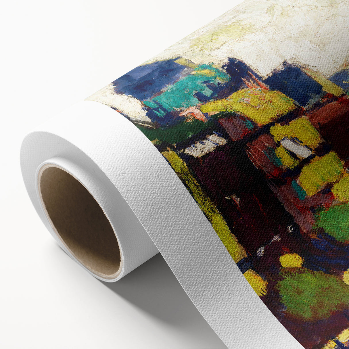 Modern Wall Art: Vibrant Cityscape in Bold Hues – Expressive Urban Decor