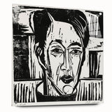 Expressionist Art - Wehrlin, Facing Front by Kirchner - Bold Woodcut Print