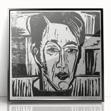 Expressionist Art - Wehrlin, Facing Front by Kirchner - Bold Woodcut Print